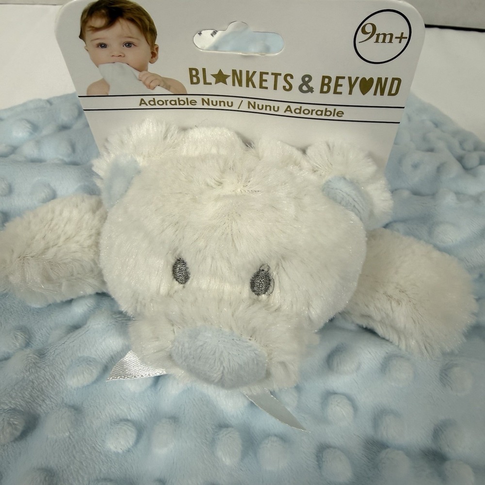 Blankets & Beyond Baby Adorable NuNu Lovey Bear Security Blanket Blue Minky Dots